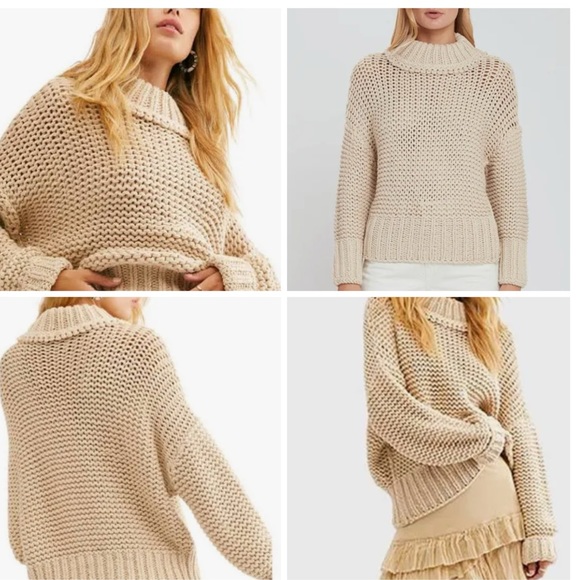 Free People NWT You Are My Sunshine ribbed edges mid weight knit sweater size XS - Picture 4 of 12
